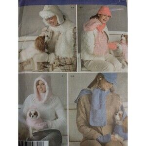 5/$25 Simplicity 4316 Sew Pattern Fleece Hats Ear Flap Mitten Scarf Dog Coat